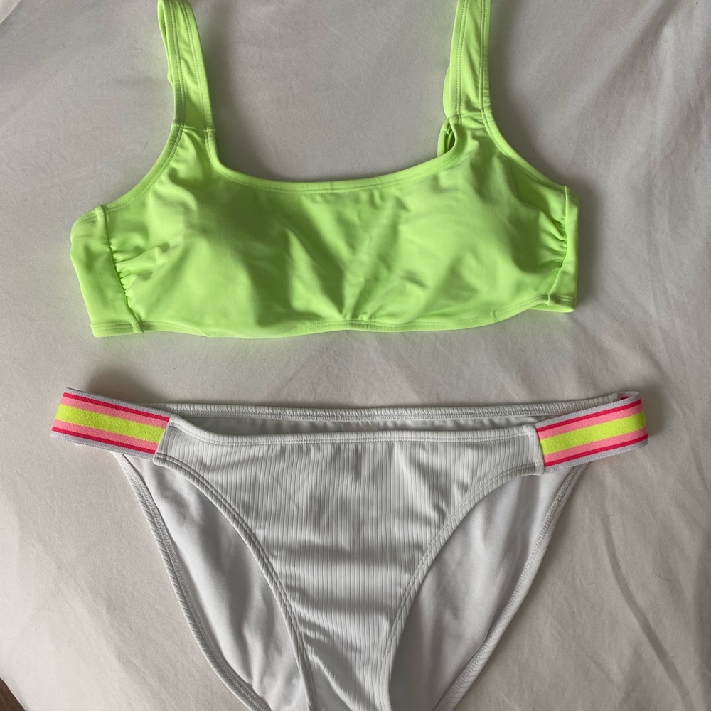 Xhilaration Two Piece Neon and White Swimsuit XL